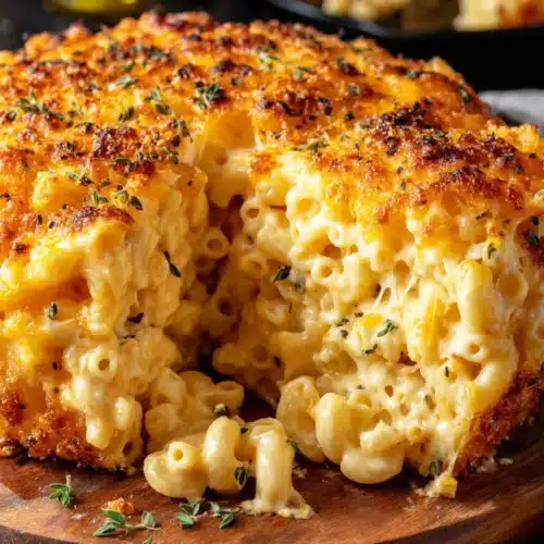 Delicious baked mac and cheese recipe with creamy texture.
