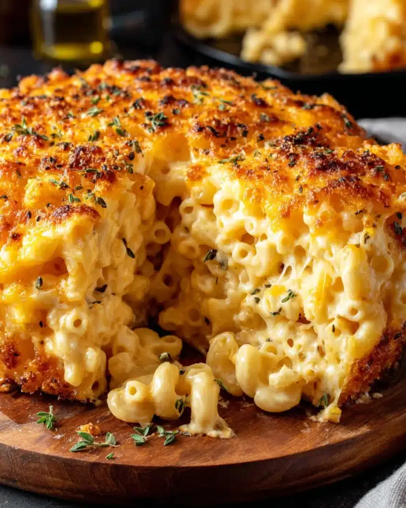 Delicious baked mac and cheese recipe with creamy texture.