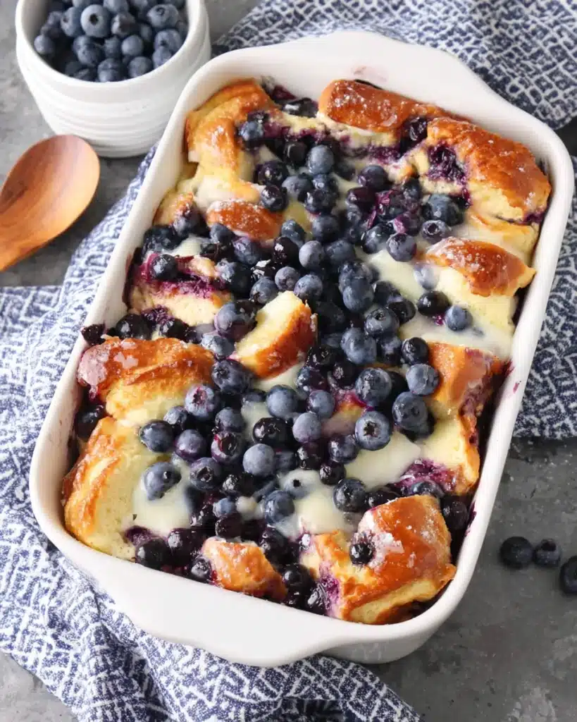Delicious Blueberry French toast casserole perfect for brunch