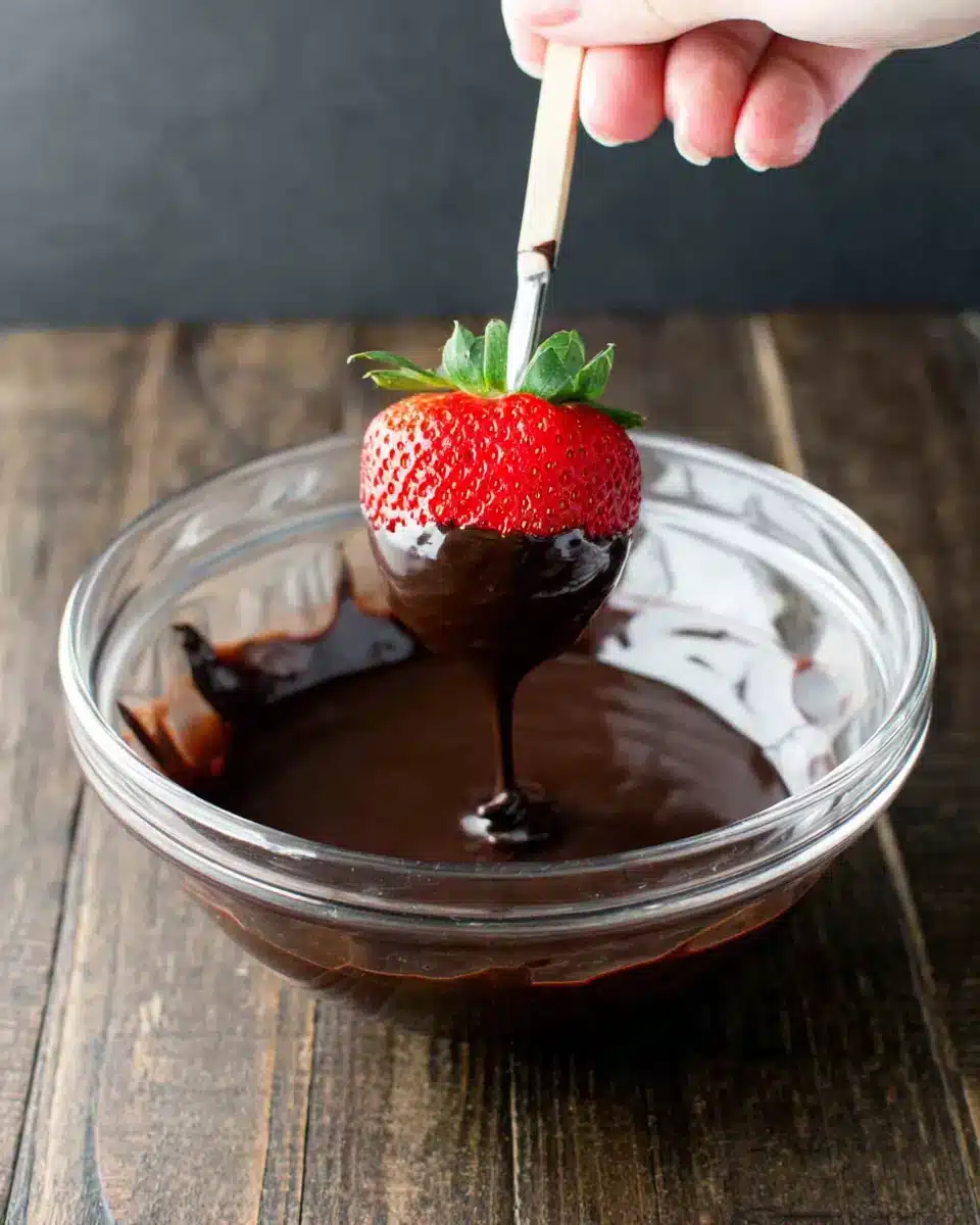 Delicious Chocolate-Covered Strawberries Recipe steps in progress.