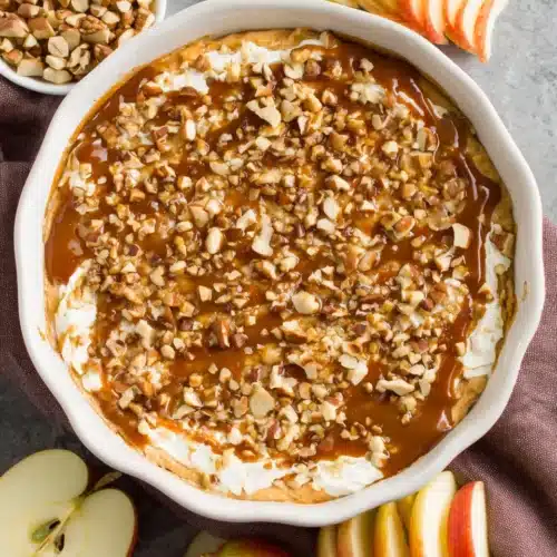 Delicious Cream Cheese Caramel Apple dip perfect for fall gatherings.