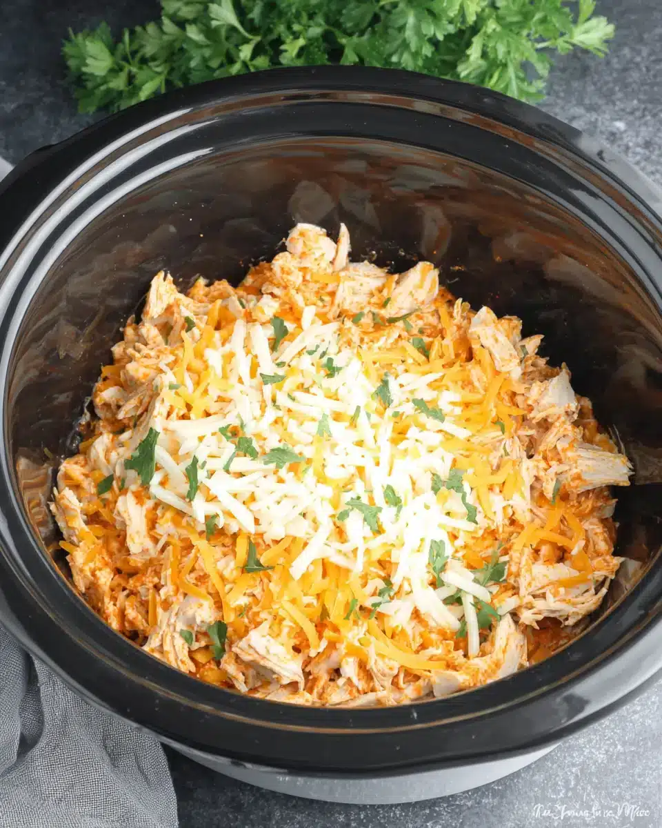 Crockpot Buffalo Chicken Dip Recipe with creamy and spicy flavors.