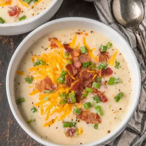 Delicious Crockpot Potato Soup with rich flavors and creamy texture.