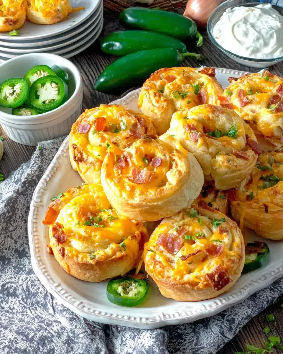 Delicious jalapeño Popper Rolls ready to serve.