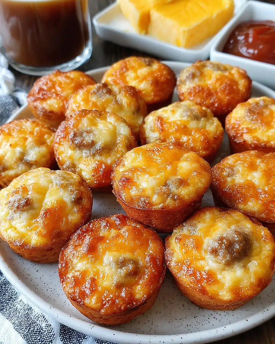 Delicious Pancake Sausage Mini Muffins on a platter.