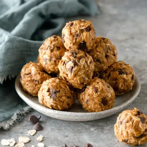 Peanut Butter Oatmeal Balls arranged on a plate
