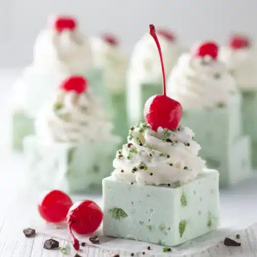 Shamrock Shake Fudge with vibrant green color and sprinkles.