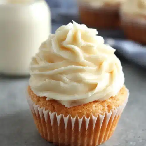 Creamy Small Icing Recipe on a cupcake.