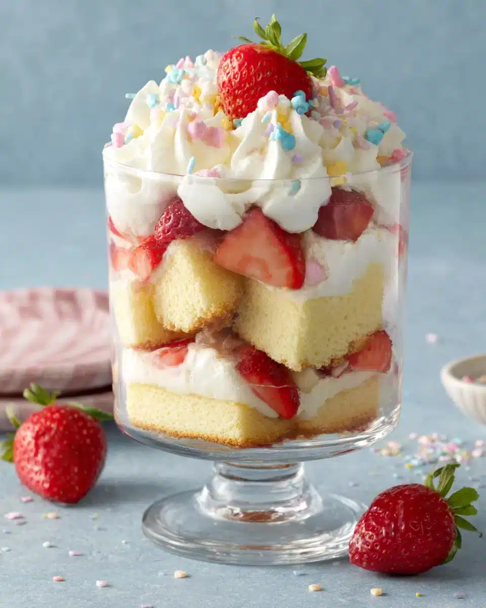 Delicious strawberry shortcake Easter parfaits for a festive celebration.