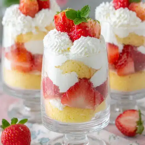 Delicious strawberry shortcake Easter parfaits for your celebration.