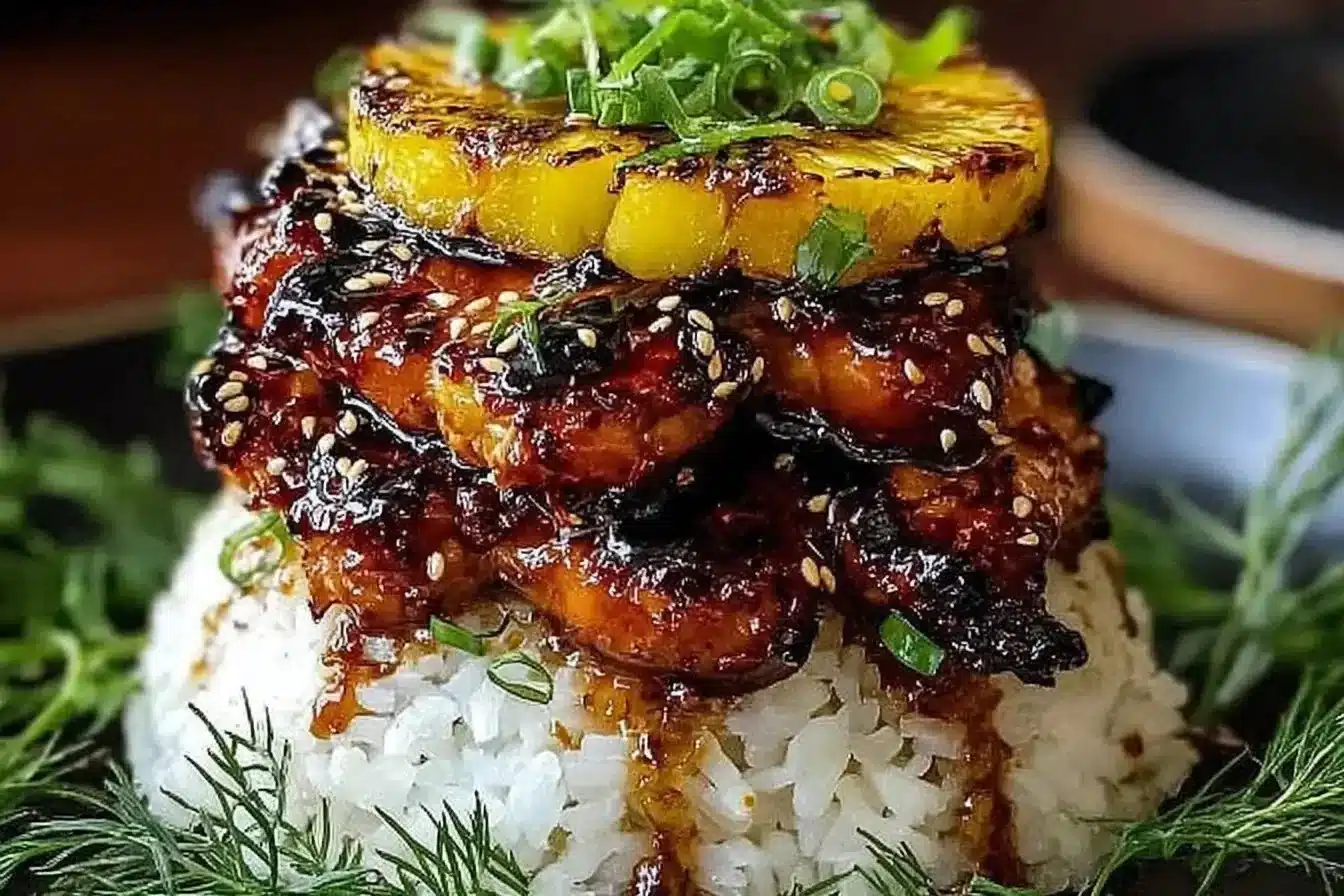 Hawaiian Huli Huli Chicken Stack