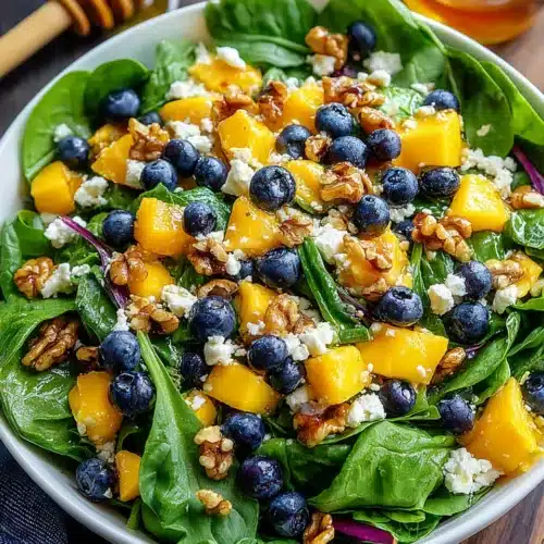 Mango salad with spinach and blueberries for a refreshing meal