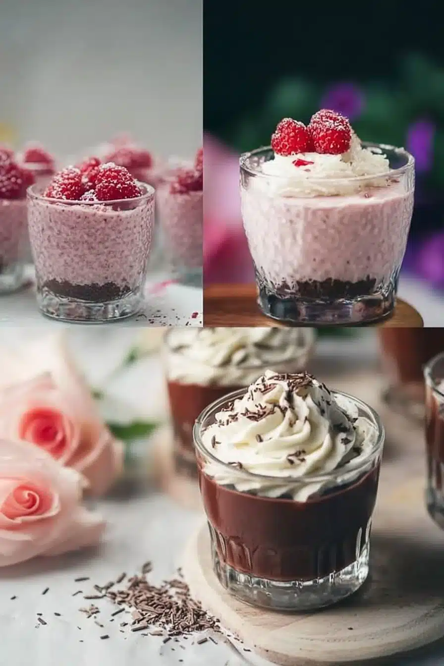 Colorful and delicious Mother's Day dessert cups decorated with fresh fruits and cream