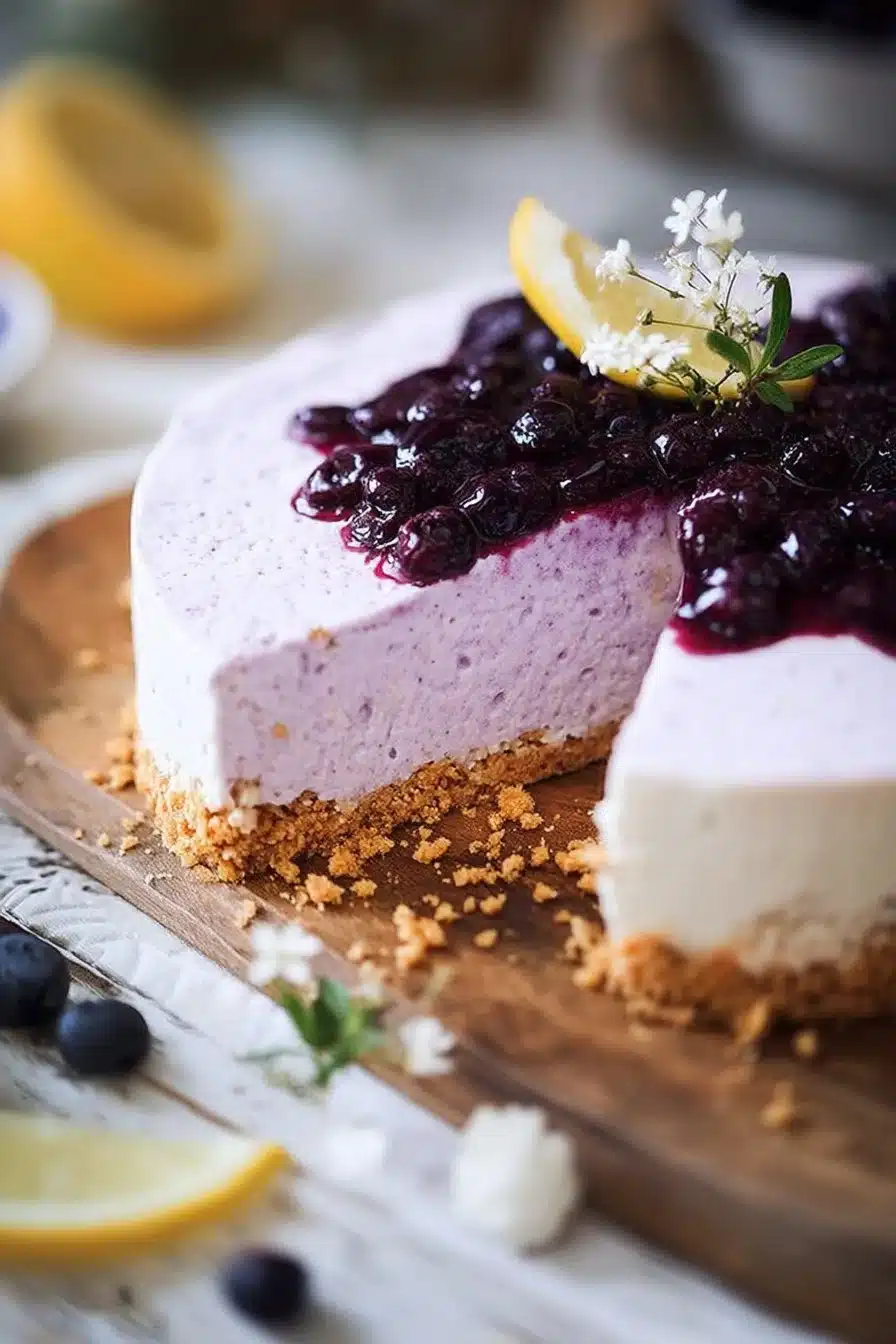 No Bake Lemon Blueberry Cheesecake