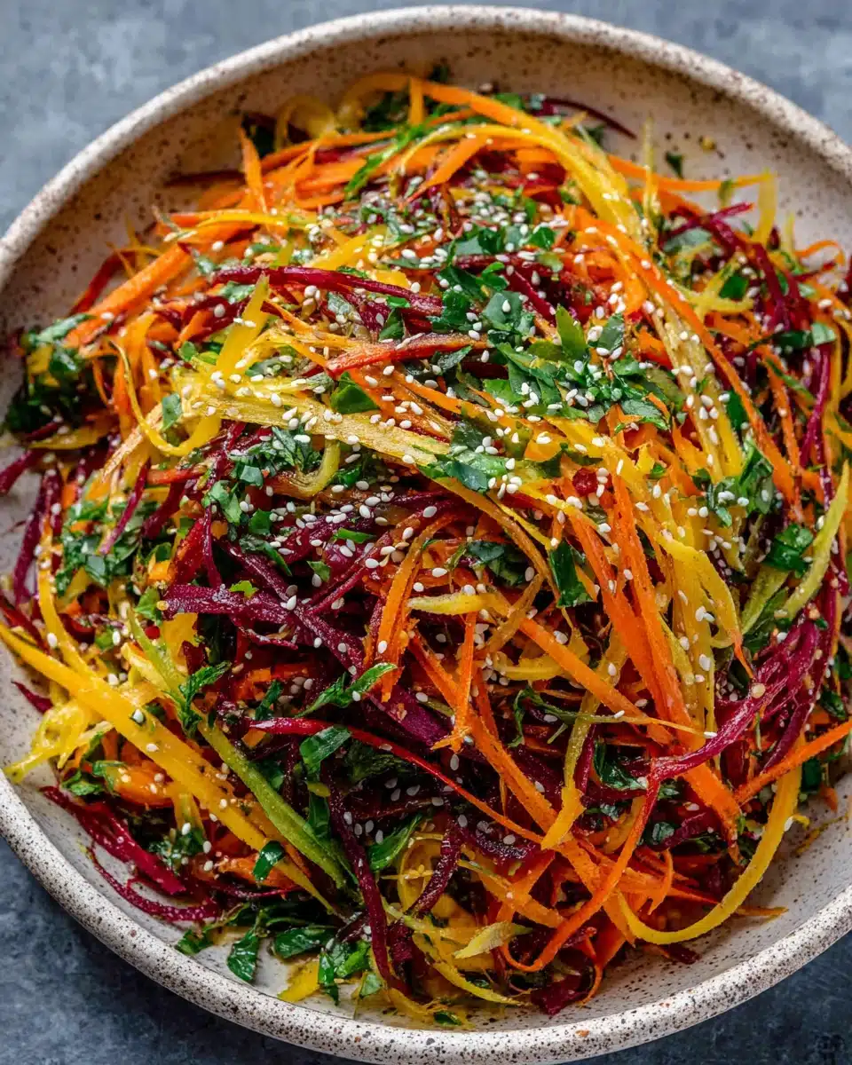 Easy Shaved Rainbow Carrot Sesame Salad for Spring