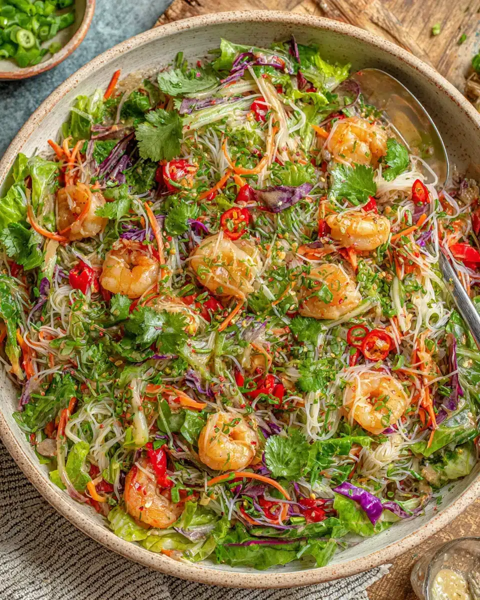 Delicious spring roll salad with peanut dressing and fresh vegetables.