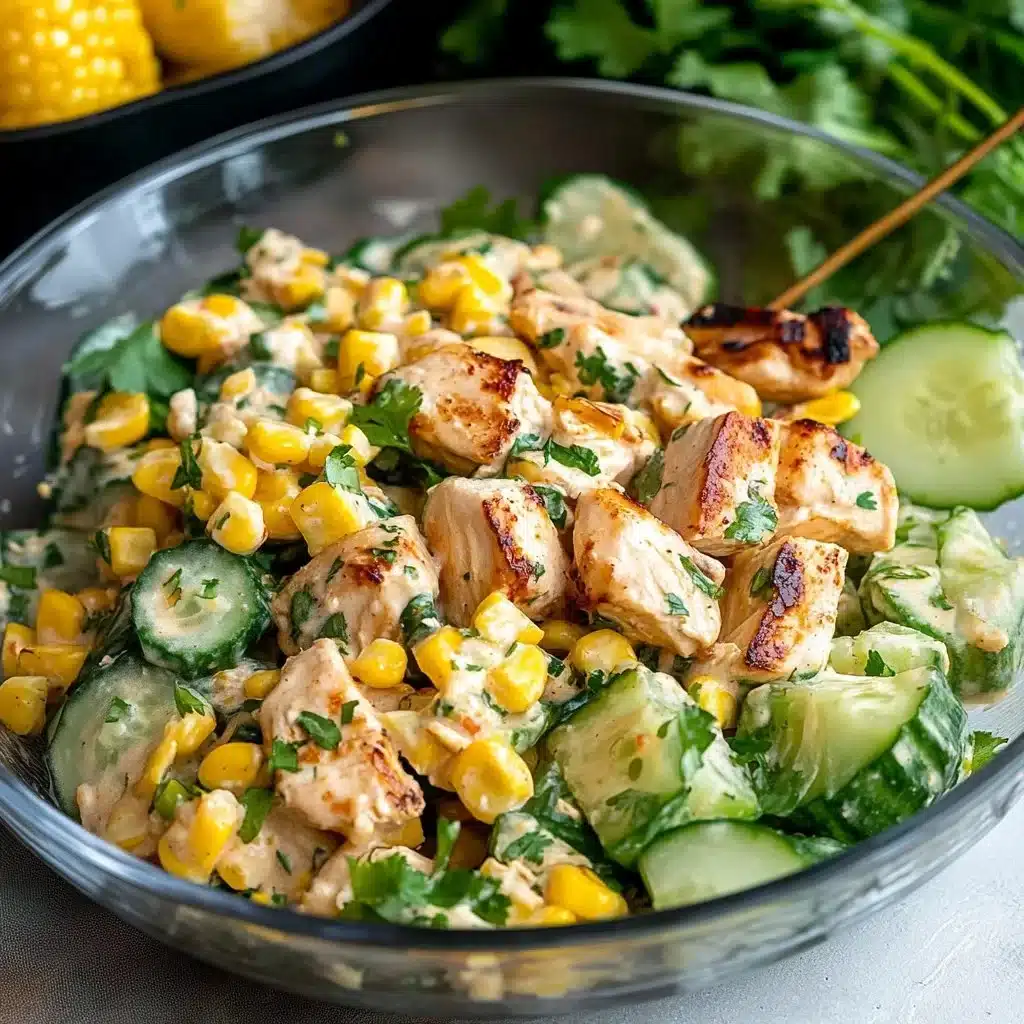 Delicious Street Corn Creamy Cucumber Chicken Salad with vibrant veggies