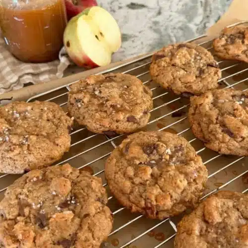 Delicious Brown Butter Sourdough Apple Cider Cookies fresh from the oven