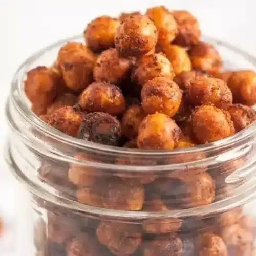 Crispy air fryer chickpeas served in a bowl for a healthy snack option