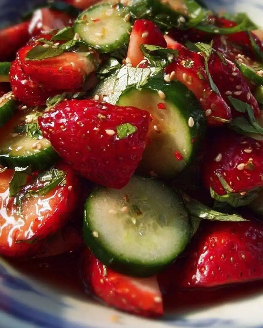 Fresh Cucumber Strawberry Salad with vibrant colors and healthy ingredients