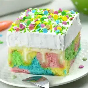 Easter Poke Cake with vibrant colors and delicious flavors.