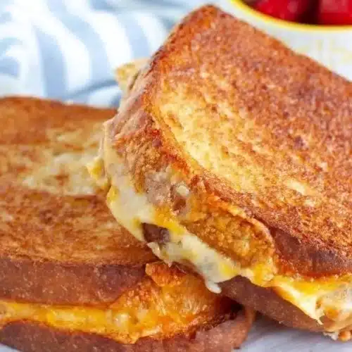 Easy air fryer grilled cheese sandwich with melted cheese and crispy bread