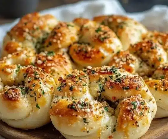 Delicious gluten-free garlic knots served with a sprinkle of parsley