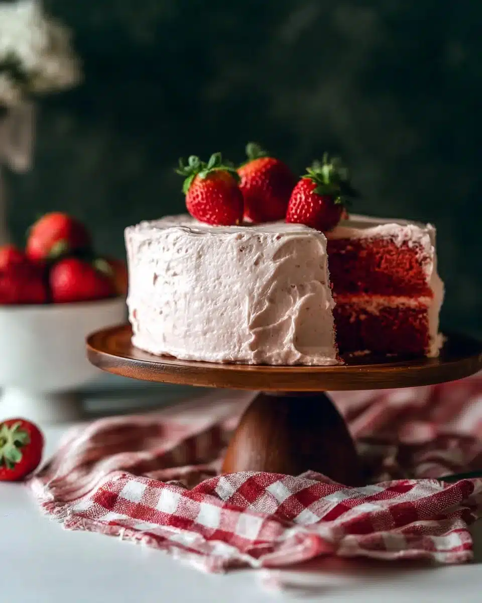 Homemade Strawberry Cake with Cream Cheese Frosting Recipe
