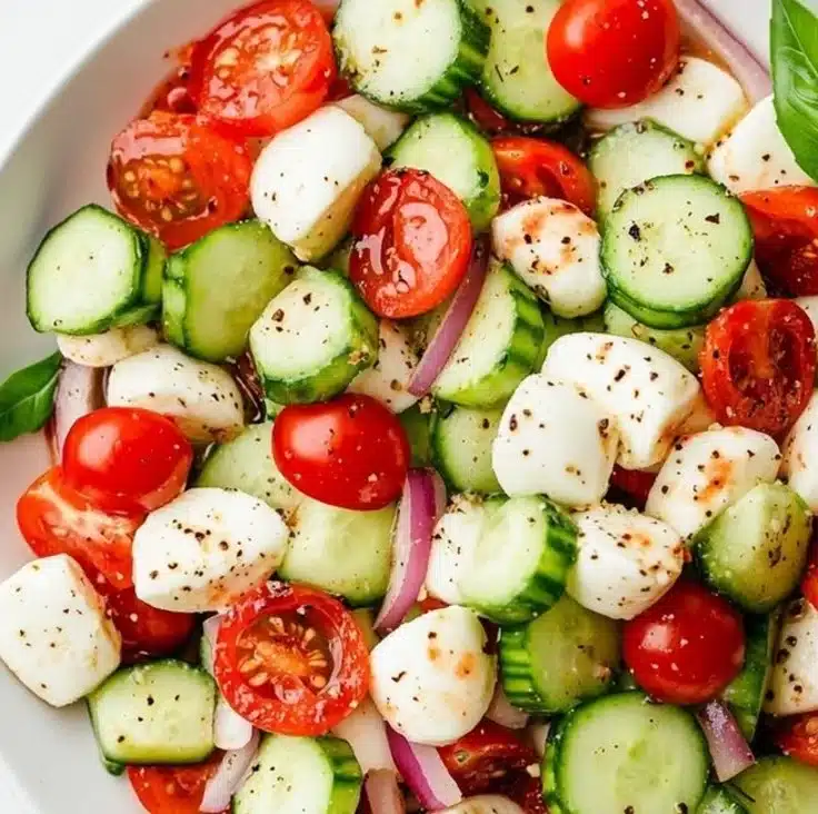 Juicy Cucumber Caprese Salad