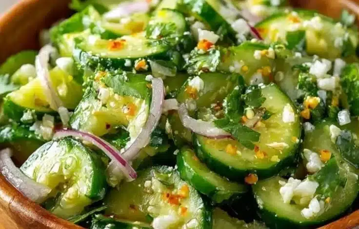 Delicious Mexican cucumber salad with fresh ingredients and spices