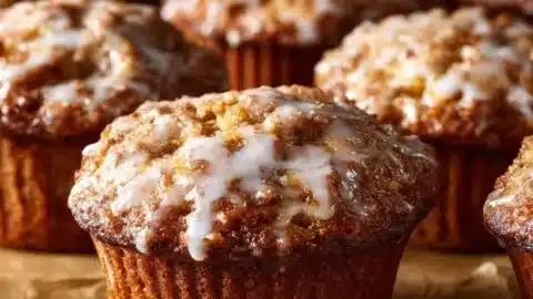Delicious Sourdough Coffee Cake Muffins topped with crumbly streusel
