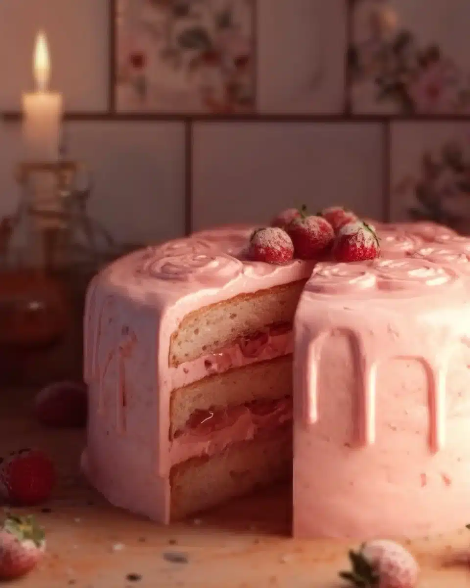 Strawberry Cake with Strawberry Frosting