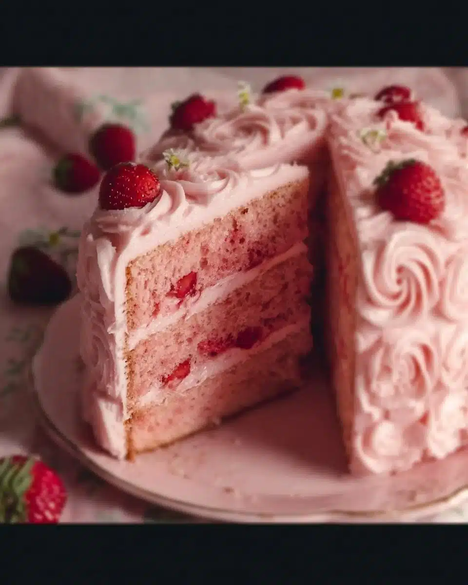Strawberry Cake with Strawberry Frosting