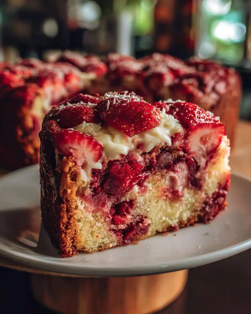 Strawberry Earthquake Cake