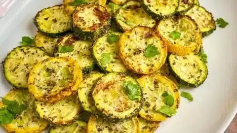 Delicious air fryer zucchini and squash dish served in a bowl