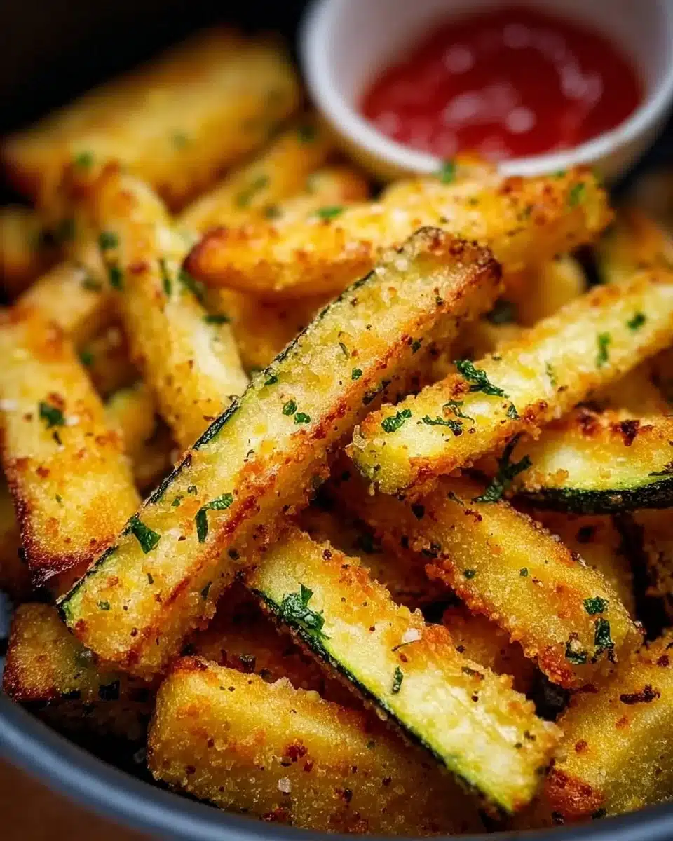 Healthy air fryer zucchini fries served in a bowl