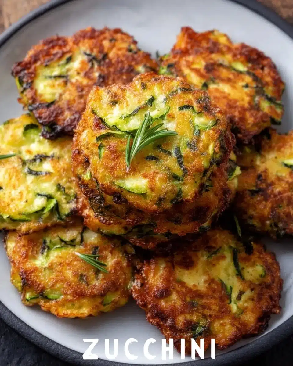 Crispy air fryer zucchini fritters served on a plate