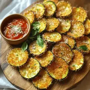 Crispy air fryer zucchini chips served on a plate