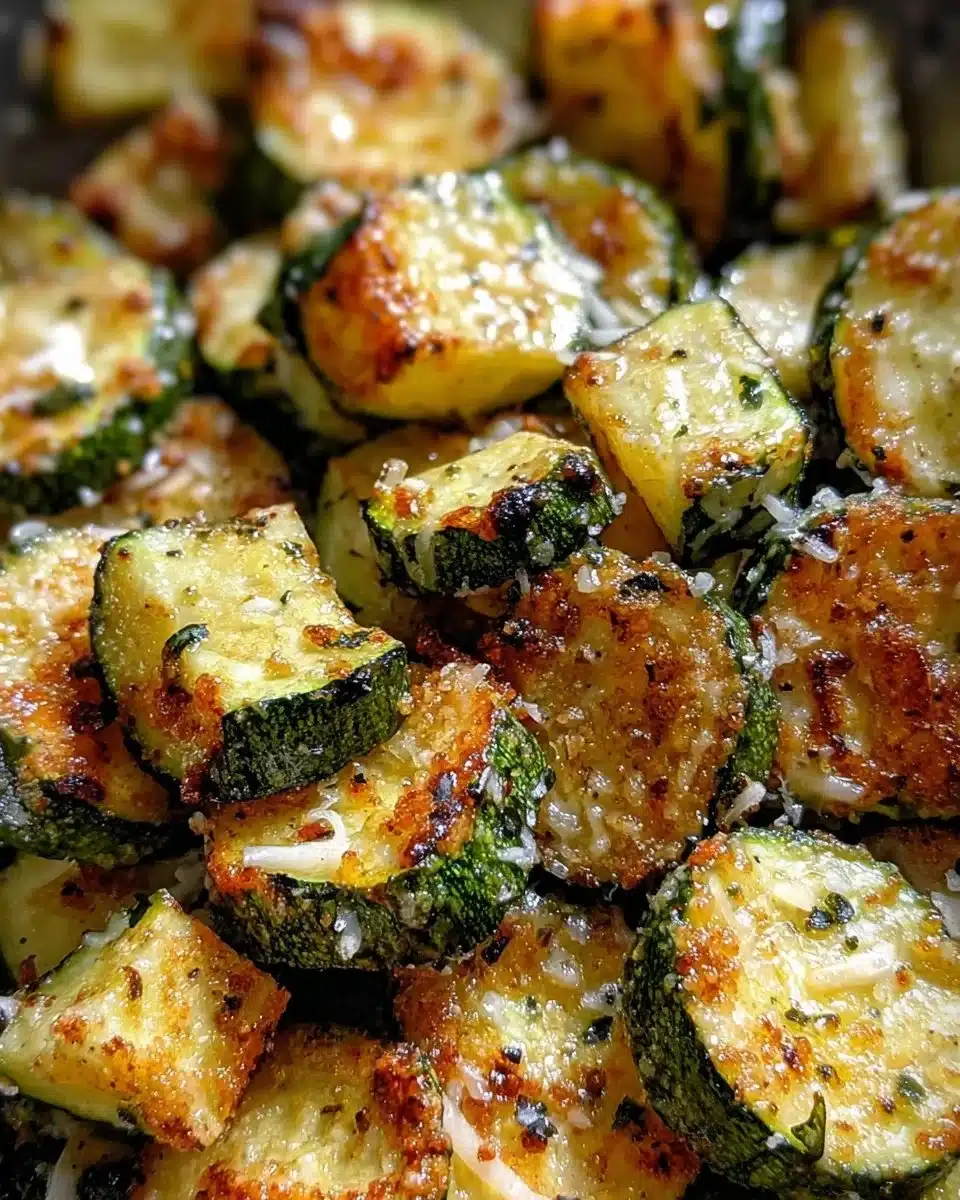 Crispy air fryer zucchini parmesan served on a plate with fresh herbs.