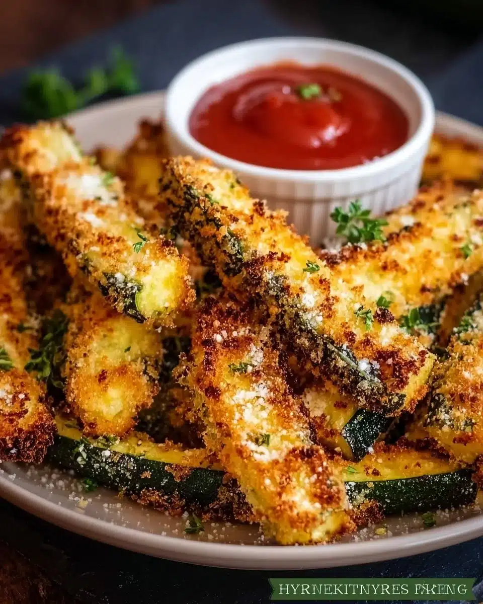Plate of crispy Keto Zucchini Fries, a delicious low-carb snack option